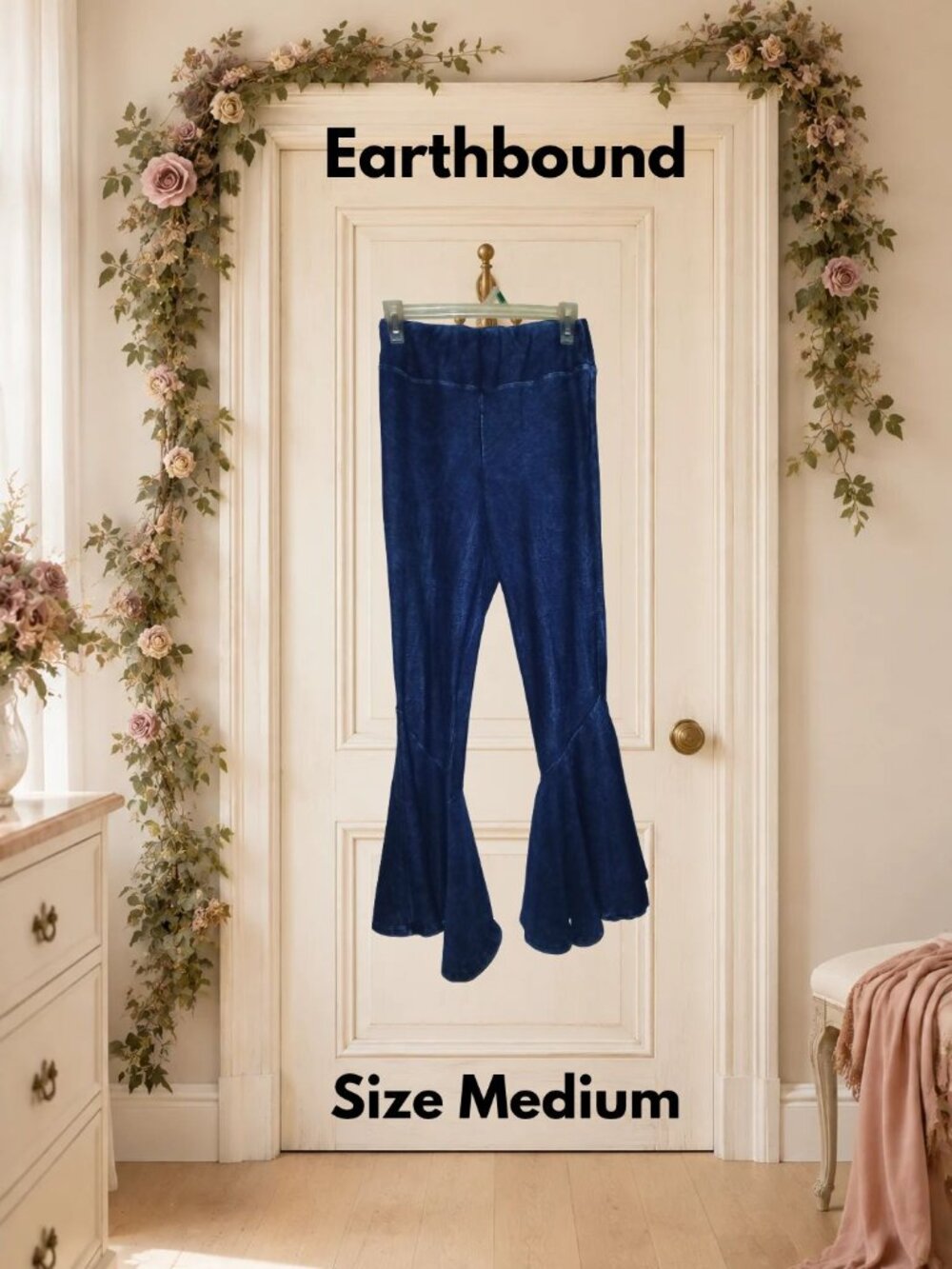 Earthbound Dark Blue Super Flare Disco Bell-Bottom Pants Women's Medium
